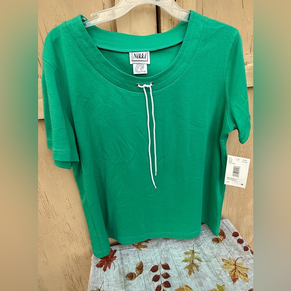 Nikki Green Blouse with String Detail